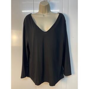 Women’s Long Sleeve Wide‎ V-Neck Top Color Black Size XL Pre-owned